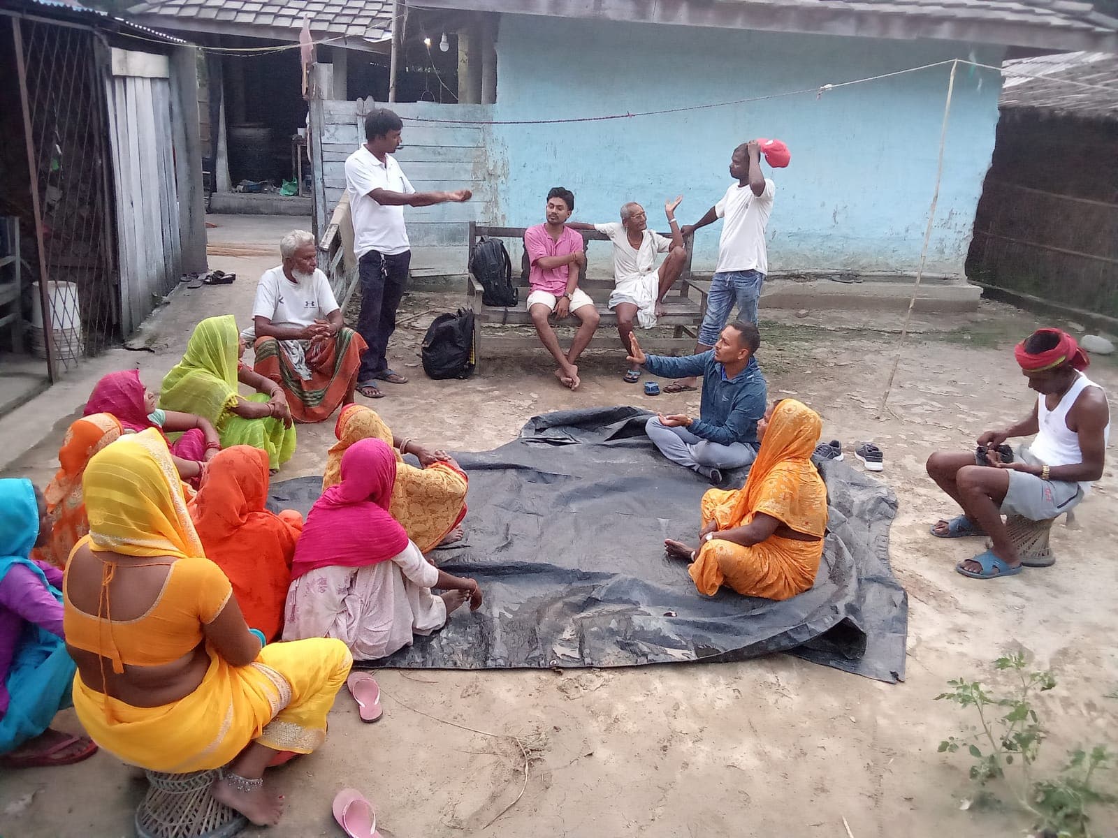 Together for Nepal facilitators meeting with Mushahar Dalit women during community mobilization in Bayalbas, Sarlahi