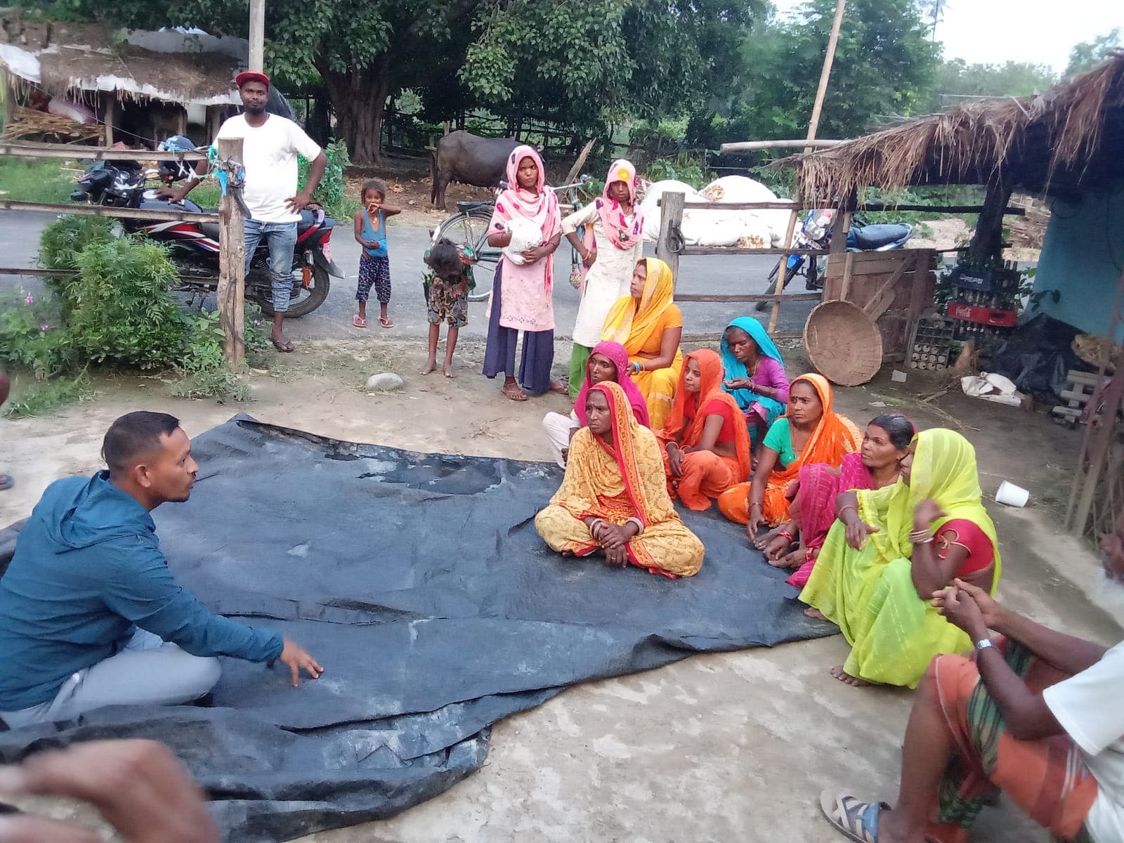 Mushahar Dalit women gathered with a Together for Nepal facilitator for participant selection in Bayalbas, Sarlahi